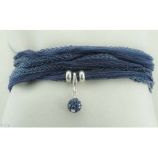 Blue glitter ball with silk bracelet/necklace 
